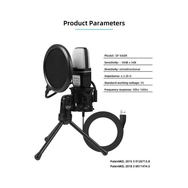 Professional RGB Gaming Microphone, USB Powered Condenser Microphone with Stand, Portable Microphone for Music Recording, Live Streaming & Podcast Broadcast