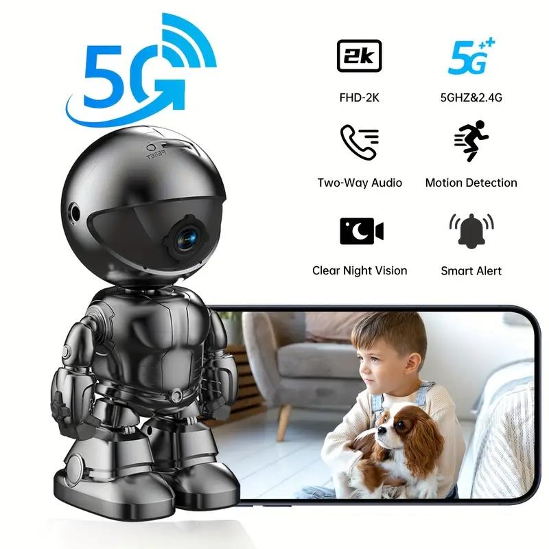 WESECUU Silver Robot Smart Camera for Indoor Security with 10M Motion Detection HD, Auto Body Tracking, Night Vision, and Mobile Remote Access