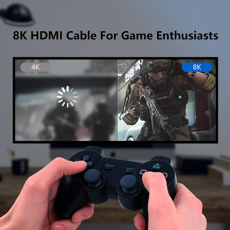 8K HDMI 2.1  10 FT,48Gbps Ultra High Speed Gaming Braided Cables Support 8K@60HZ 4K@120Hz,eARC,Dynamic HDR,HDCP 2.2 2.3,3D,VRR for 120fps Monitor PS5 PS4 X-Box Roku TV RTX3080 3090