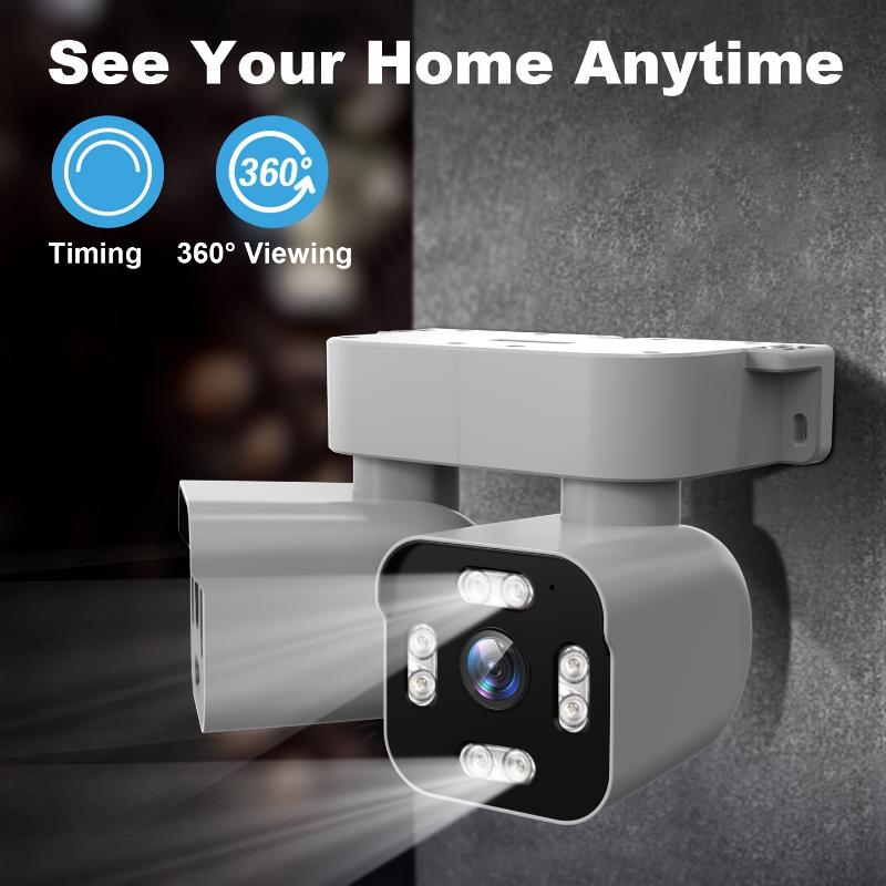 Wireless Outdoor 2K HD Dual Lens PTZ Security Camera - 360 Degree Motion Sensor Camera with 2 Way Audio Talk, Night Vision, Siren Alarm and 2.4G WiFi Connectivity for Home Security