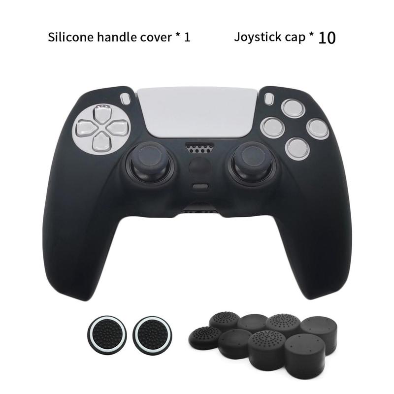 Game Controller Protective Case with 10 Thumb Grip Caps, Anti-slip & Anti-scratch Game Controller Protective Cover Set, Console Accessories for PS5