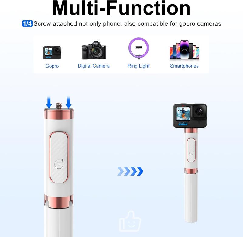 CellphoneTripod with Remote, Aluminum Alloy Selfie Stick Tripod,  Foldable Mini Extendable Tripod Stand 270 Rotation Compatible with  Android Travel Essentials