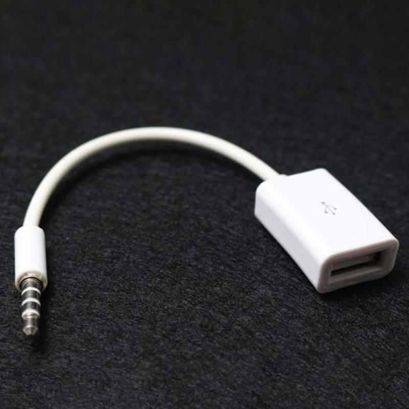 3.5mm AUX Plug Male to USB 2.0 Female OTG Adapter Converter Cable for Playing Music with U-Disk in Car