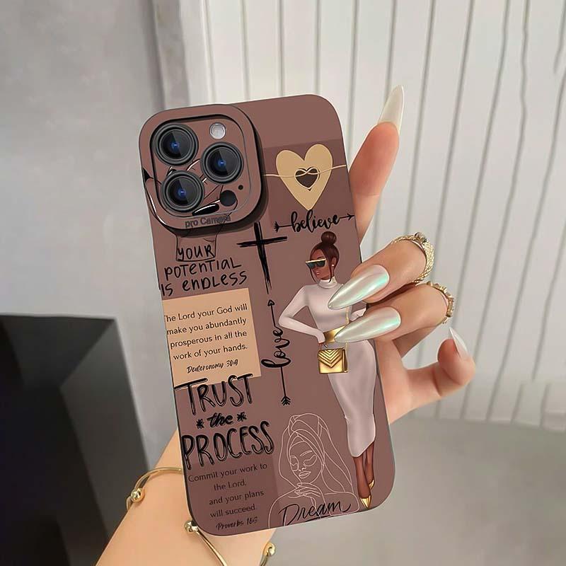 Fashion Girl Pattern Phone Case, TPU Decorative Phone Protector Cover, Phone Accessories Compatible with iPhone 11 12 13 14 15 16 Series