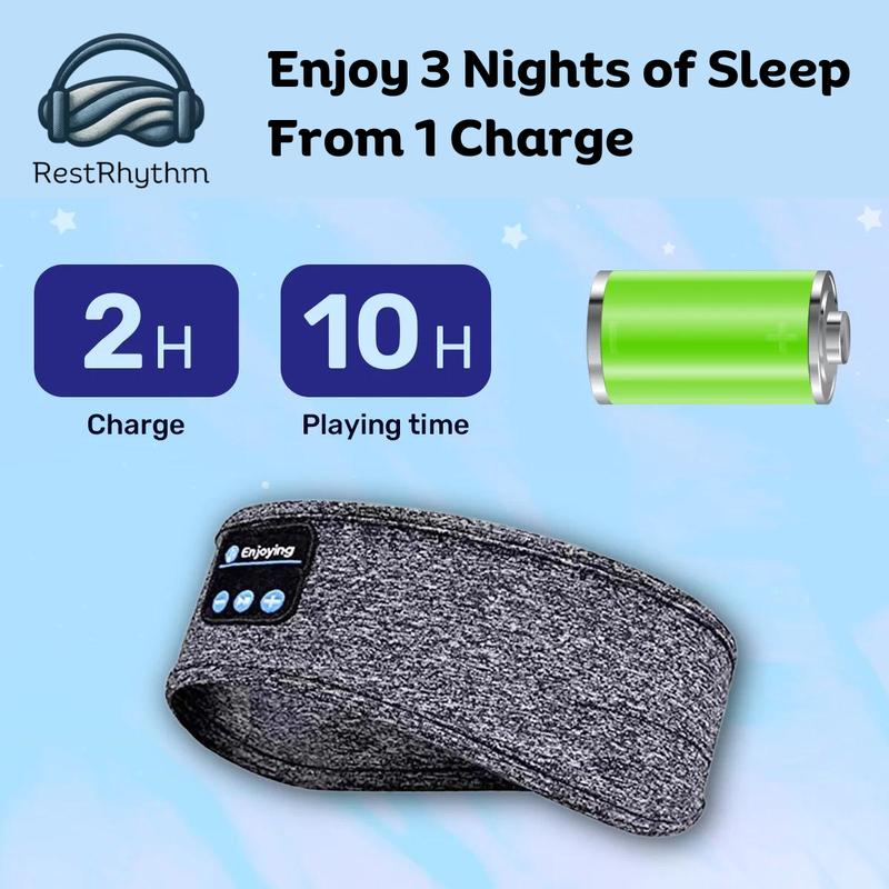 RestRhythm Sleep Bluetooth Headband - Adjustable Wireless Headphone - Comfort for Rest, Workouts & Travel - Fast Charging Electronic Headset