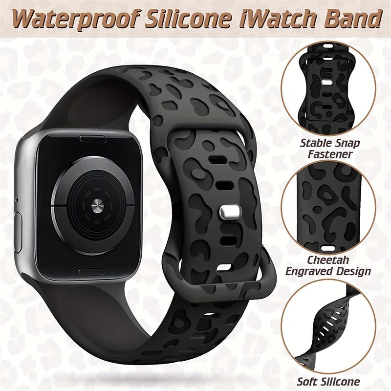 Leopard Engraved Band Compatible With IWatch Band 38mm 40mm 41mm 42mm 44mm 45mm 49mm, Waterproof Cheetah Sport Silicone Wristbands Replacement For IWatch Series 8 7 6 5 4 3 2 SE