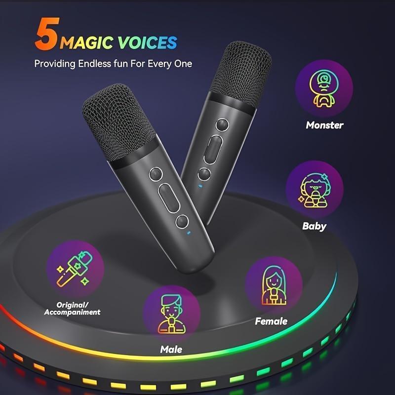 Portable Wireless Karaoke Speaker, Mini Karaoke Machine with 2 Wireless Microphones, Party Must Have God Weapon, Party Supplies