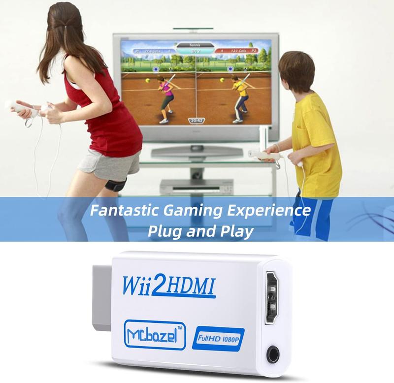 Mcbazel Wii to HDMI 1080p 720p Connector Output Video & 3.5mm Audio Supports All Wii Display Modes 480i 480p, PAL 576i, Hdmi Adapter for Wii Console