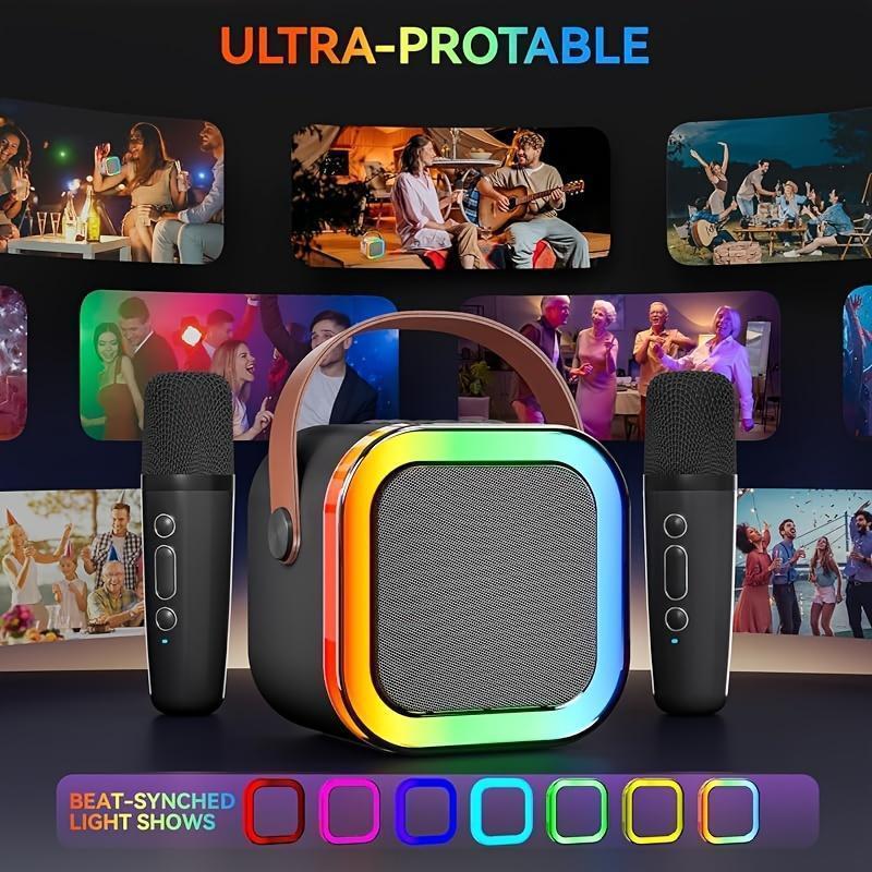 Portable Wireless Karaoke Speaker, Mini Karaoke Machine with 2 Wireless Microphones, Party Must Have God Weapon, Party Supplies