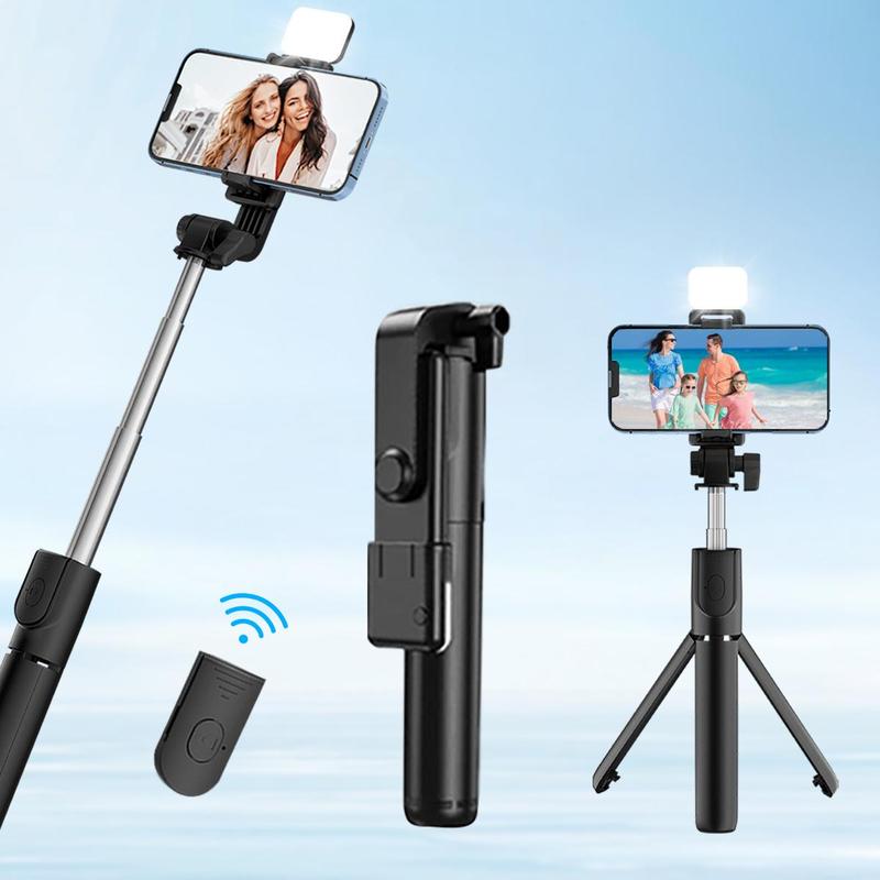 Portable Selfie Stick Tripod, 1 Count 360-Degree Rotatable Phone Selfie Stick with Fill Light, Handheld Selfie Stick for Live Streaming, Vlogging, Photography