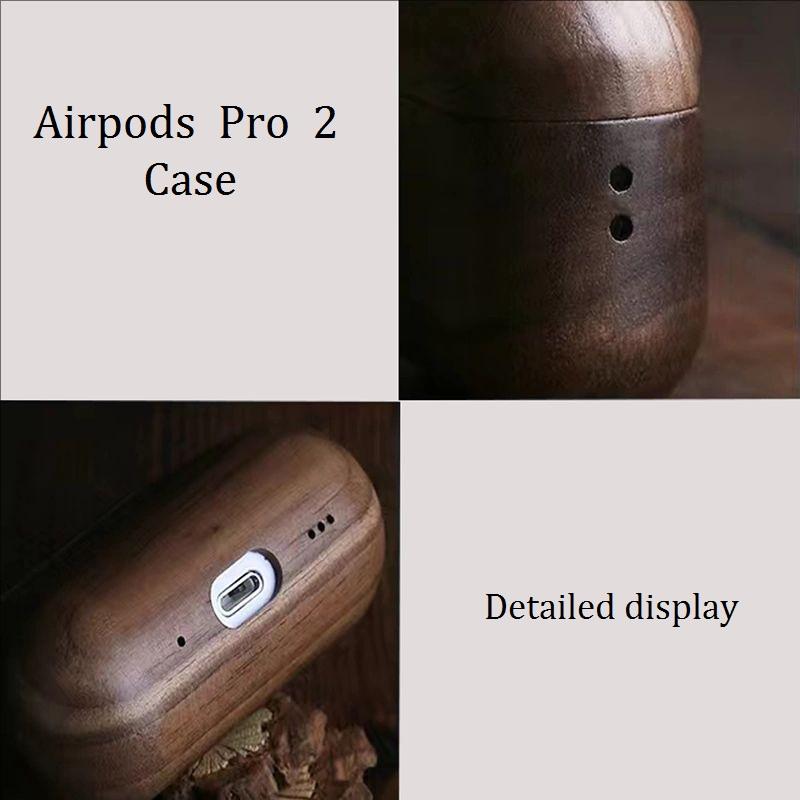 Handcrafted Wooden AirPods 4 Pro 2 Case, Real Wood Slim Protective Cover for Apple EarPods, Minimalist AirPods Case, Birthday Gift for Him