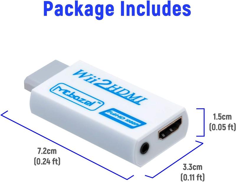 Mcbazel Wii to HDMI 1080p 720p Connector Output Video & 3.5mm Audio Supports All Wii Display Modes 480i 480p, PAL 576i, Hdmi Adapter for Wii Console