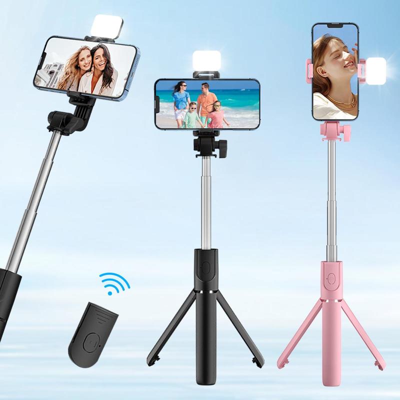 Portable Selfie Stick Tripod, 1 Count 360-Degree Rotatable Phone Selfie Stick with Fill Light, Handheld Selfie Stick for Live Streaming, Vlogging, Photography