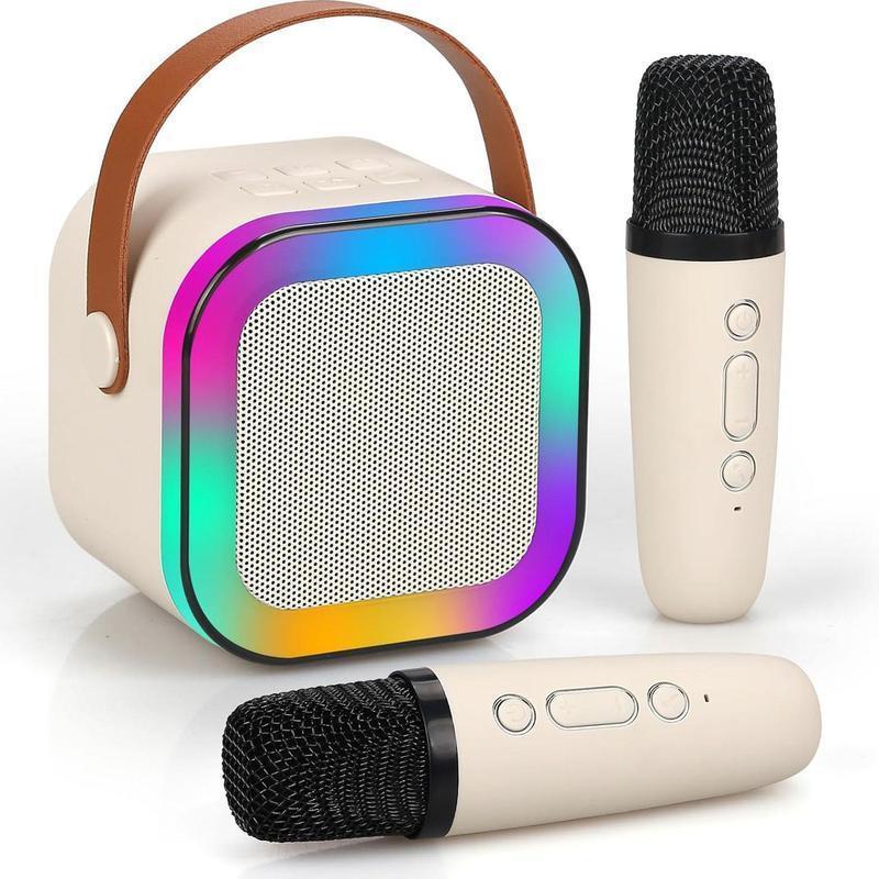 2025 NEW Portable Bluetooth Karaoke Speaker with 2 Wireless Microphones and LED Lights - Perfect for Kids and Adults - Ideal for Birthday Parties & Family Fun