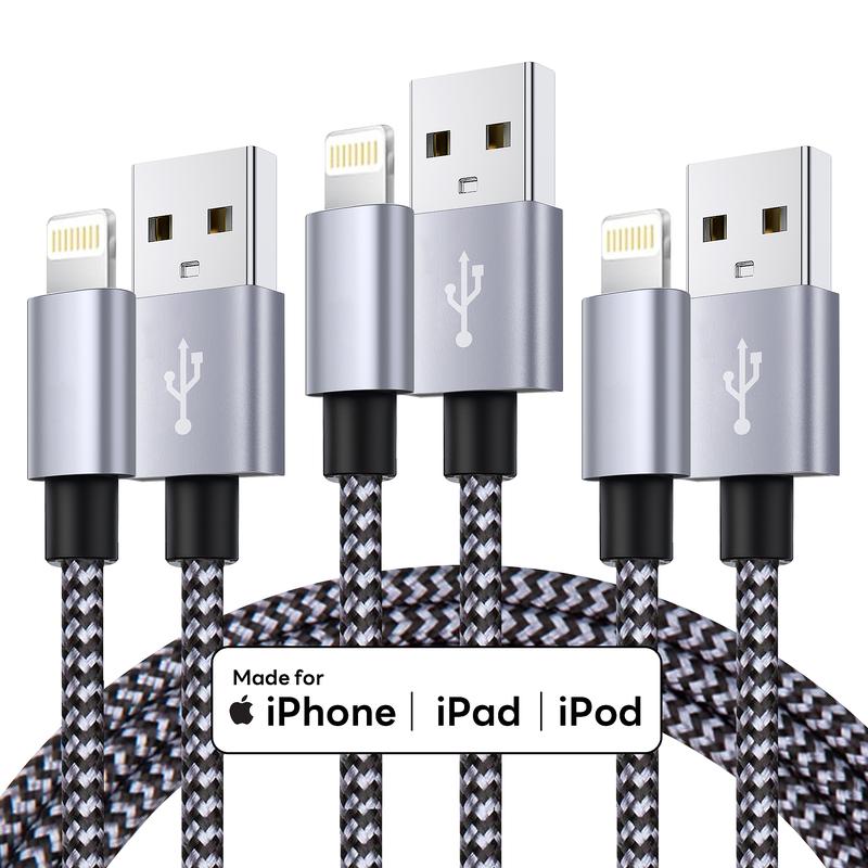 iPhone Charger four piece USB Lightning Cable Nylon Braided Fast Charging iPhone Cord Compatible iPhone iPad