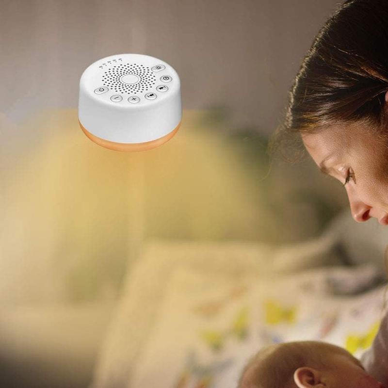 White Noise Machine with 25 Soothing Sounds and Night Lights with Function 32 Levels of Volume and 5 Sleep Timer Powered by AC or USB for Sleeping Relaxation (White)