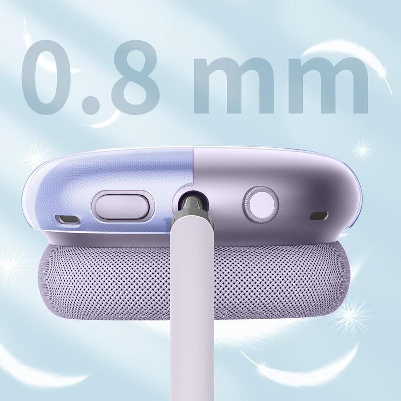 Case Cover for AirPods Max Headphones, Soft TPU Clear Anti-Scratch Protective Cover for AirPod Max, Transparent Accessories  Protector for Airpods Max Headphones (Clear Purple)