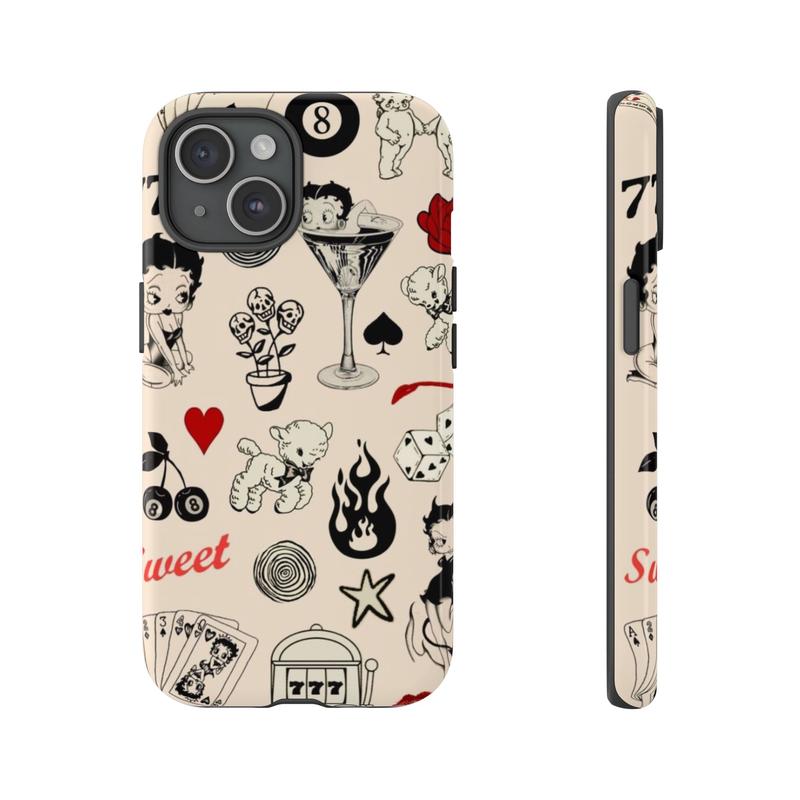 Betty Boop Design Tough Phone Case, Sweet Girl Tough Phone Case, Trendy Tough Phone Case For iPhone & Samsung