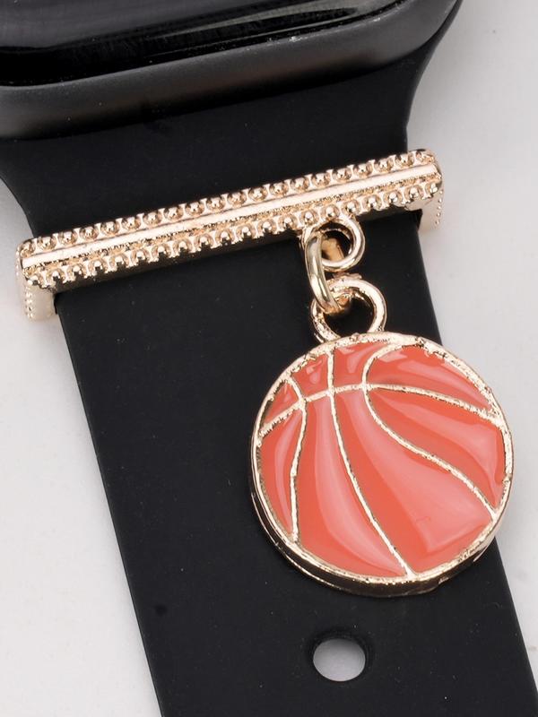 Basketball Charm Decor Ring for Apple Watch Band, Fashionable Watch Band Decoration Ring for Women & Men, Trendy All-match & Exquisite Jewelry As Gift