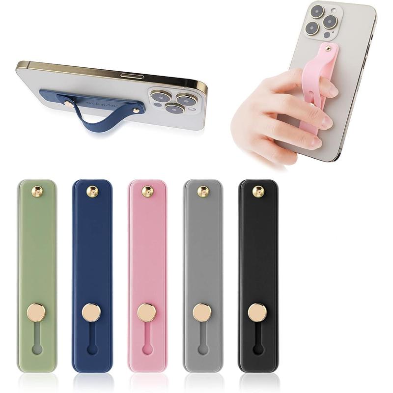 5pcs Phone Strap Grip Holder Loop Finger Kickstand Strap Universal Telescopic Cell Mobile Phone Grips Stand Silicone Non-Slip Brackets Belt for Back of Most Smartphones (Multicolor Style A)