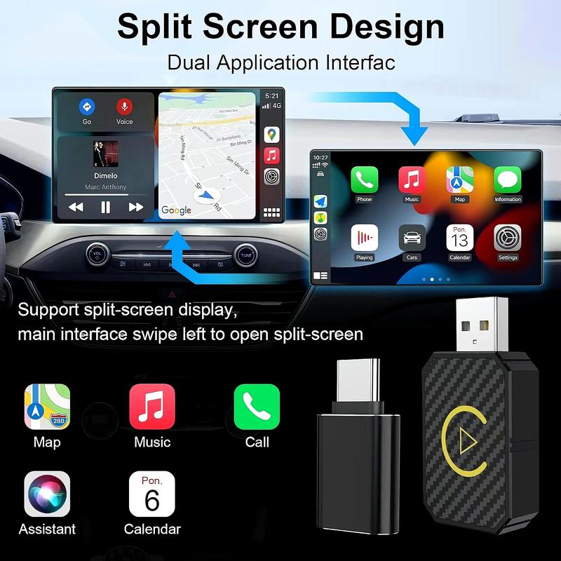 Wireless Carplay Adapter，Plug & Play Carplay Wireless Adapter for iOS 10+, Stable Fast Connection Low Latency