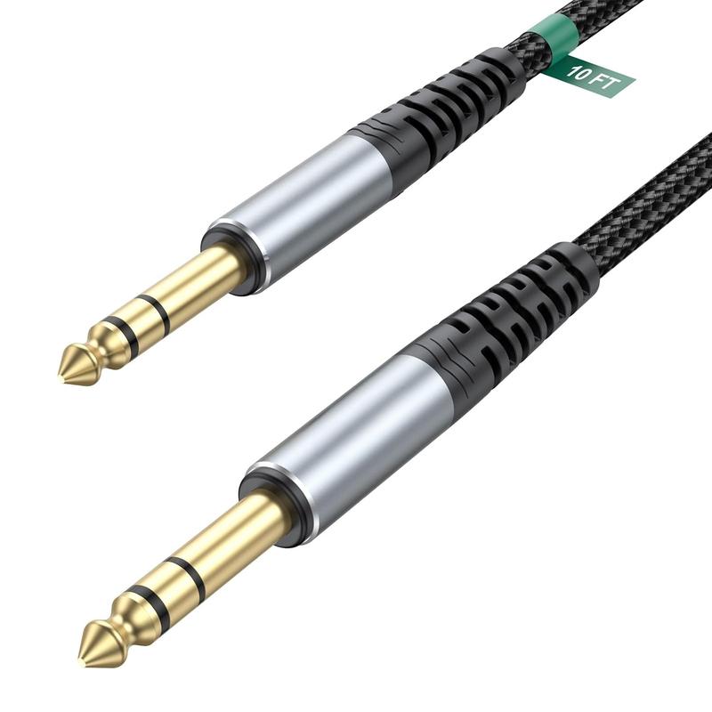 TRS Cable 1 4 10 FT, Quarter Inch Speaker Cables, 6.35mm Balanced 1 4 Cable Instrument TRS 1 4 Stereo Audio Cord Support Electric Guitar Bass Keyboard Amp Mixer Amplifier