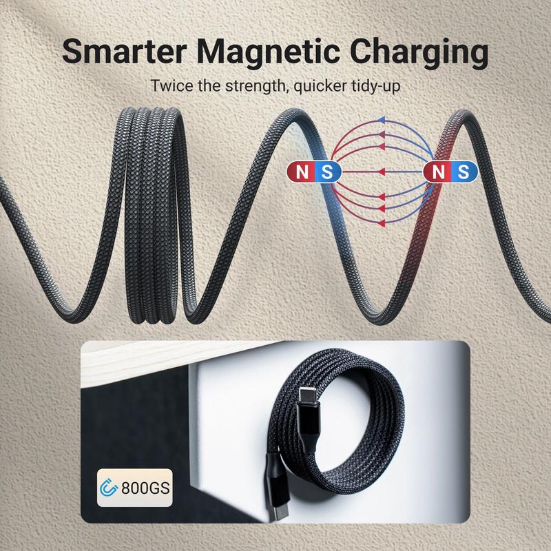 xCool Magnetic USB-C Charging Cable with 60W Fast Charging & Braided Design , Electronic Smartphone Charger