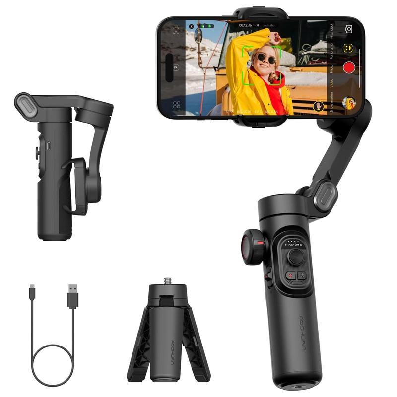 3-axis Anti-shake Smartphone Stabilizer, Foldable Vlog Equipment with Tripod, AI Face Tracking Stabilizer, Perfect for Vlog & Selfie