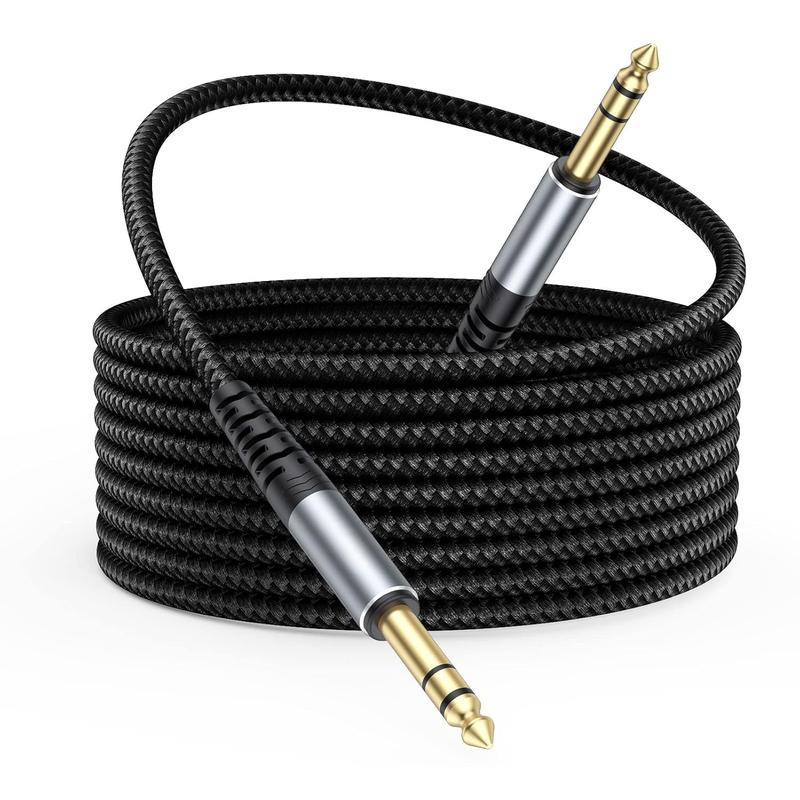 TRS Cable 1 4 10 FT, Quarter Inch Speaker Cables, 6.35mm Balanced 1 4 Cable Instrument TRS 1 4 Stereo Audio Cord Support Electric Guitar Bass Keyboard Amp Mixer Amplifier