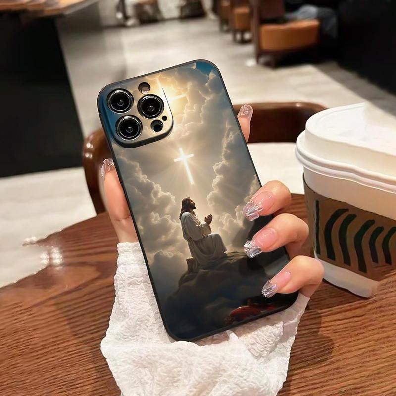 Jesus Painting Pattern Phone Case, Anti-drop Thickened Phone Case, Decorative Phone Protector Cover for iPhone 11 12 13 14 15 Pro Max 15 Plus, Smartphone Case