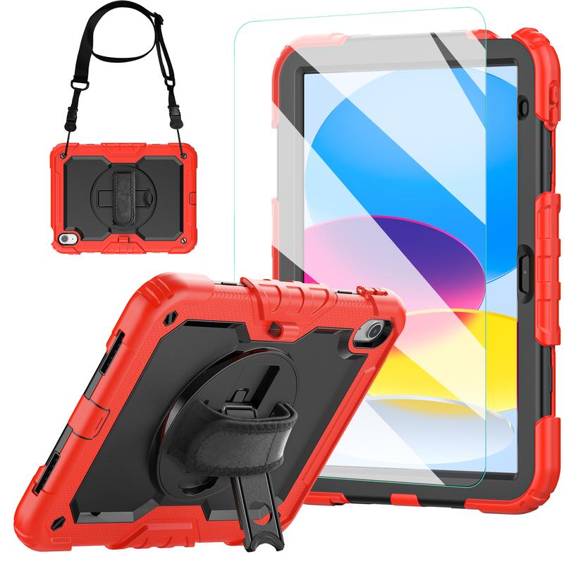 iPad 10th Generation Case 2022 10.9 Inch with Tempered Glass Screen Protector & Shoulder Strap Accessories Computer