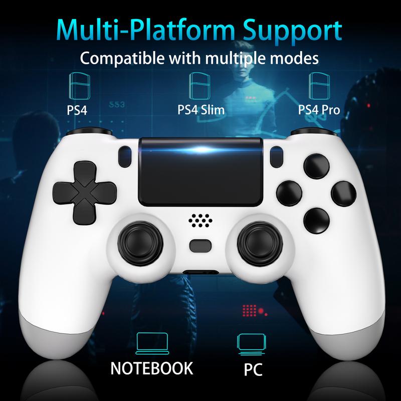 YUYIU Wireless Controller For Ps4 Romote Compatible With Ps4 Slim Pro Windows PC, Controller For Ps4 With 3.5mm Audio Jack, Touch Pad, Six Axis Motion Control, Charging Cable