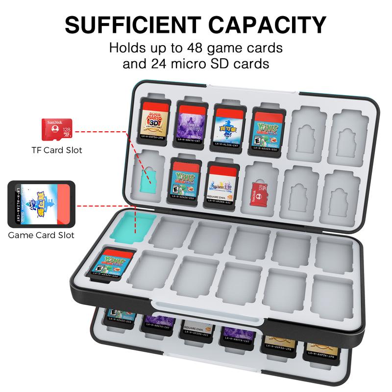 HEIYING Switch Game Card Case for Nintendo Switch&Switch OLED,Customized Pattern Switch Lite Game Card Storage Box with 48 Game Card Slots and 24 Micro SD Card Slots.