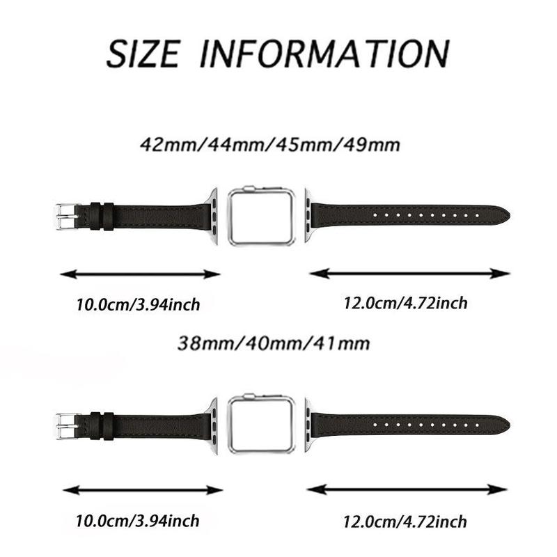 Solid Color Slim Leather Watch Band (Band Only), 1 Count Adjustable Replacement Watch Band for Women, Wearable Devices Accessories for iWatch Series