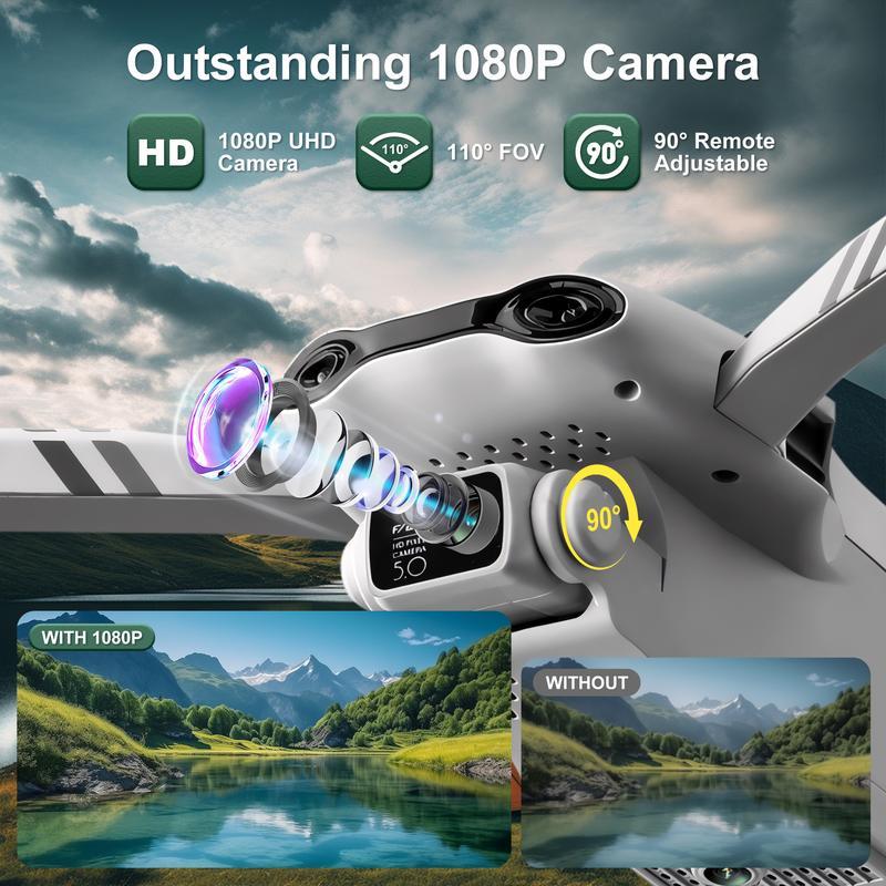 （Black Friday）F10 drone with UHD camera, 2 batteries and easy-to-operate push-button controls is ideal for aerial photography and videography, kids kids Christmas gifts!