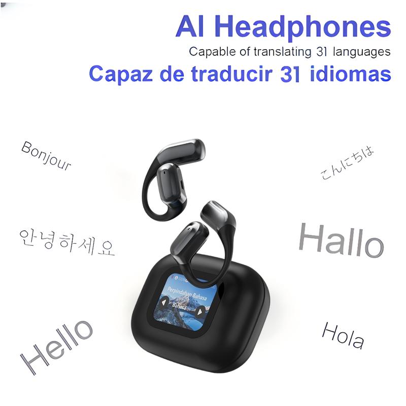 AI Translation True Wireless Open Ear Earphones Headphones Support about 150 Languages Translation Touch Control Earphones Over Ear Wireless Headset Electronic Audio& Video Earbuds