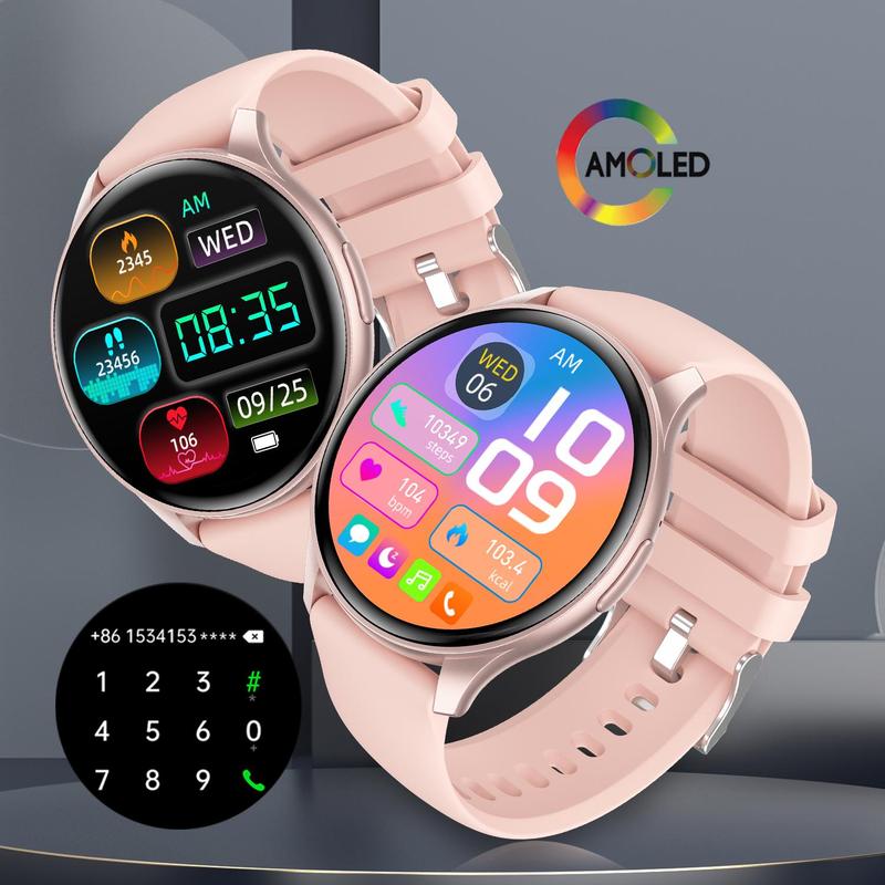 Round Full Touch Screen Smart Watch, Fitness Tracker with Heart Rate Monitoring Function, Multifunctional Sports Smart Watch for Women & Men, Stocking Fillers Gift