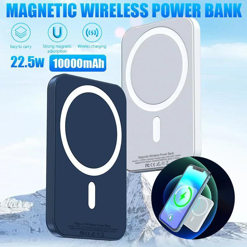 NEW Power Bank Wireless Portable Charger, 10000mAh Magnetic Power Bank with Type-C Cable LED Display 22.5W PD Fast Charging Lighting Mag-Safe Battery Pack for iPhone 15 14 13 12 Mini Pro Pro Max-Grey