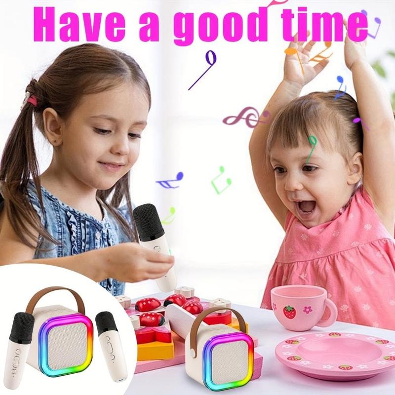 Portable Mini Karaoke Machine, Wireless Microphone & Light, USB Rechargeable Wireless Microphone Speaker, Suitable for All Smartphone Toys, Birthday