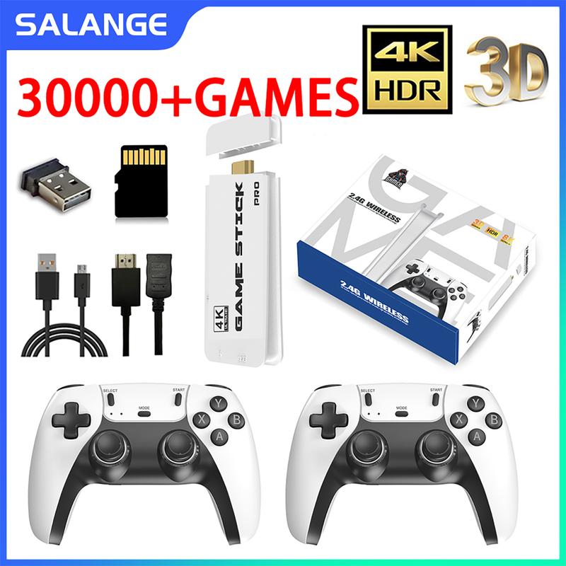 Salange M8 4K Pro Game Stick 64G 30000+ Video Game Console 2.4G Double Wireless Controller 4K Retro Game TV Stick Retro Classic Games