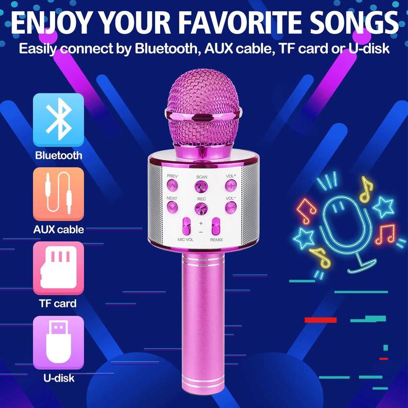 Microphone, Toy Microphone for Toddlers Singing Bluetooth Connectivity, Birthday Gift Toy Microphone for Girls Boys Audio Smartphone