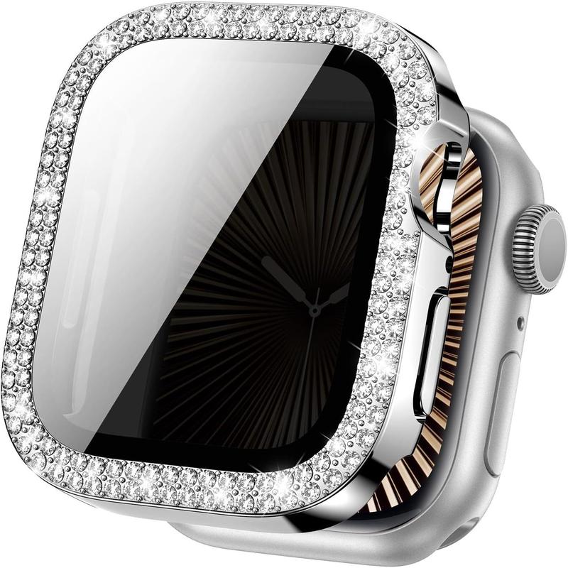 Goton Bling Screen Protector Compatible for Apple Watch Series 10 9 8 7 6 5 4 SE 2 41mm 44mm 40mm 45mm 46mm 42mm Case for Women, Glitter Diamond Rhinestone Face Cover for iWatch Accessories