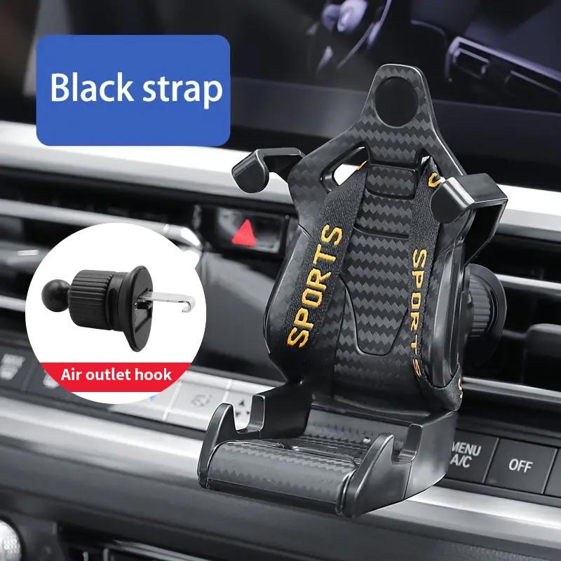 Car Air Vent Phone Holder, Carbon Fiber Racing Seat Shaped Car Phone Mount, Adjustable GPS Bracket Support for Multiple Phone Models