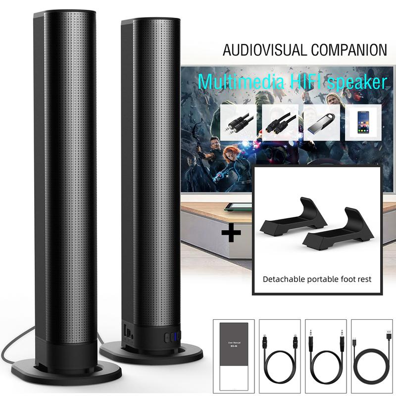 TV Sound Bar for Smart TV 4 Speaker System Wireless Detachable Bluetooth Soundbar with Auto Volume Boost, ARC Optical AUX Connection for Home Theater