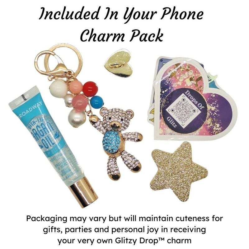 Breezy the Balloon Bear Glitzy Drop Phones Charm Attatchment for Keys, Bags and Phones