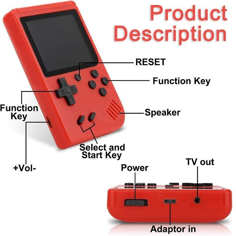 Handheld Game Console Retro Nostalgia Classic Mini Single and Double Player Game Console Built-in 400 Games Screen Rechargeable Rechargeable Game Boy