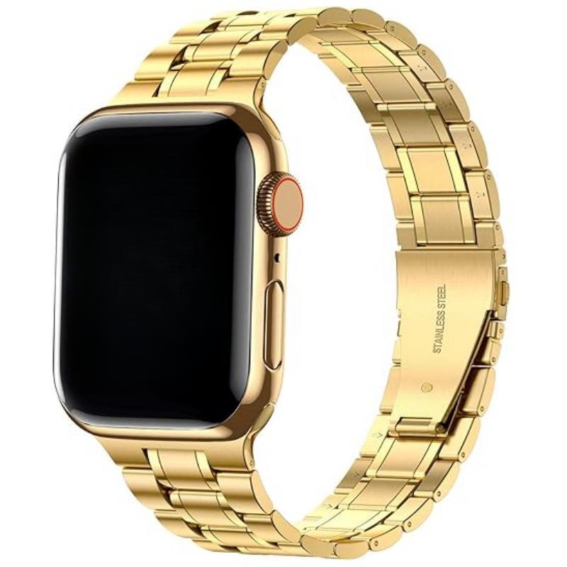 Curved 5 Beads Solid Stainless Steel Watch Band, Smartwatch Accessories, Smart Watch Band for Apple Watch Series 9 8 7 6 5 4 3 2 SE, Fashion Wearable Accessories Compatible with Apple Watch 49mm 45mm 44mm 42mm 41mm 40mm 38mm, Summer Gift