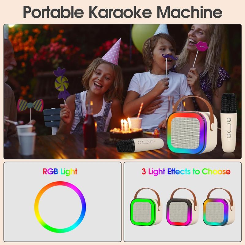 Fall Portable Wireless Karaoke Speaker with Microphone, HIFI Stereo Sound Subwoofers, KTV Speaker Subwoofer with RGB Colorful LED Lights, Karaoke Machine Sound System for Outdoor Sports Travel, Audio Device, Room Accessories