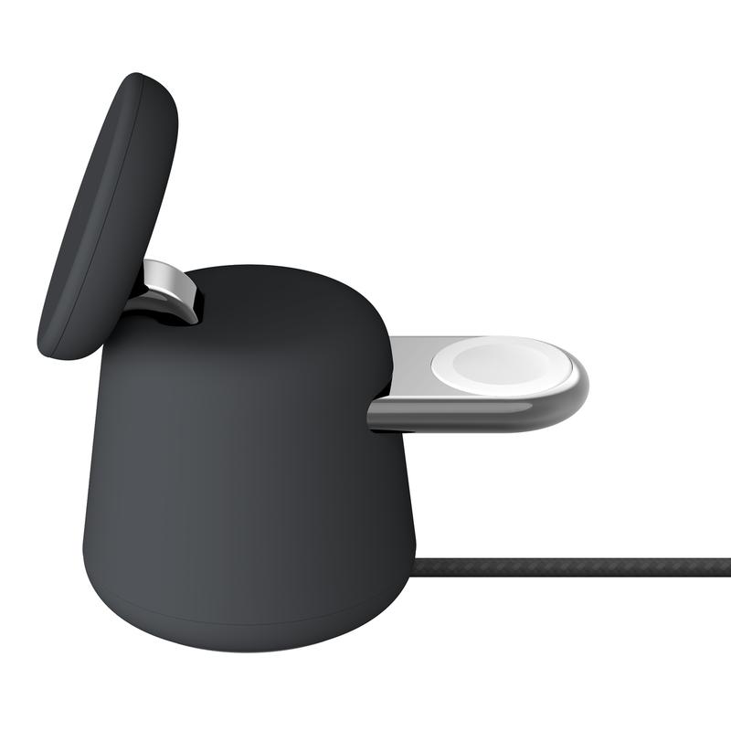 Belkin BoostCharge Pro 2-in-1 Wireless Charger Dock, StandBy Charging Stand, 15W MagSafe Fast Charging, Adjustable Viewing Angle, Non-slip Weighted Base, 30W Power Supply & Premium Braided USB-C Cable Incl, Recycled Materials, Charcoal & Sand Colors.