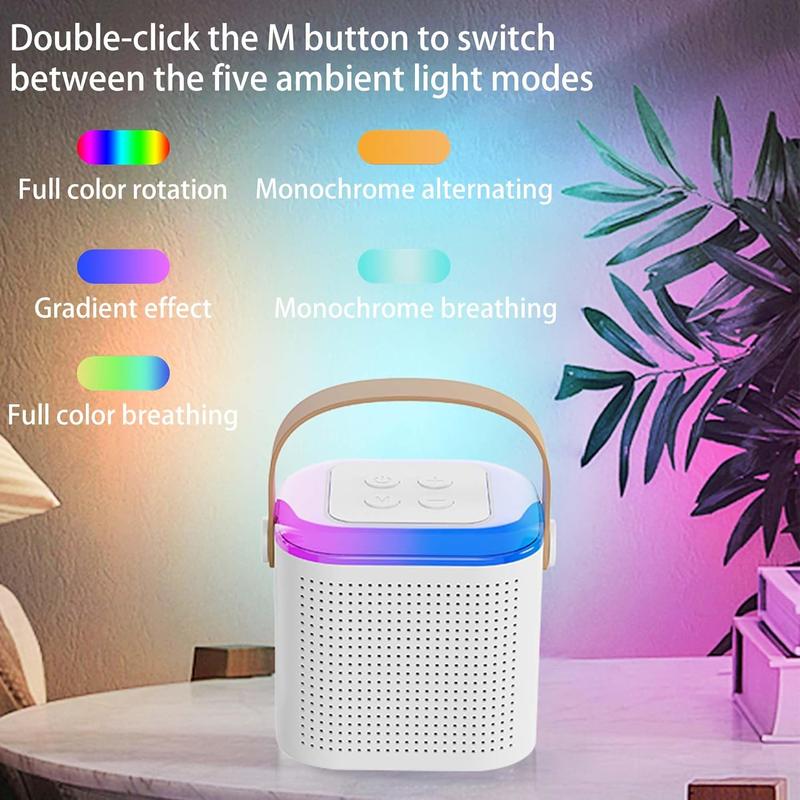 Fall Portable Wireless Karaoke Speaker with Microphone,HIFI Stereo Sound Subwoofers,KTV Speaker Subwoofer with RGB Colorful LED Lights,Karaoke Machine Sound System for Outdoor Sports Travel, Audio Device,Room Accessories